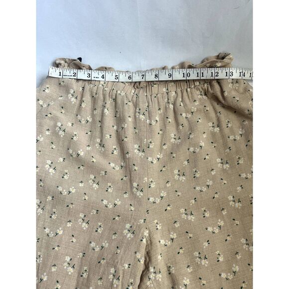 Majorelle Linen Cotton Pull On Neutral Beige Pants Floral Lagenlook Size M Beach - Picture 11 of 12